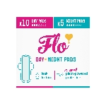 FLO Ultra tenké menštruačné vložky z bio bambusu s krídelkami mix 10 ks denných a 5 ks nočných