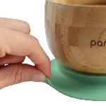 Pandoo Detská jedálenská súprava s bambusovým tanierom, miskou a lyžičkami