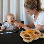 Pandoo Detská jedálenská súprava s bambusovým tanierom, miskou a lyžičkami