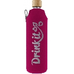 Drink it Sklenená fľaša s neoprénovým obalom Pinky 700ml