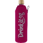 Drink it Sklenená fľaša s neoprénovým obalom Pinky 700ml