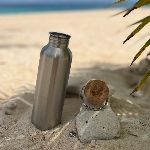 Pandoo Nerezová fľaša na vodu s bambusovým viečkom 750 ml